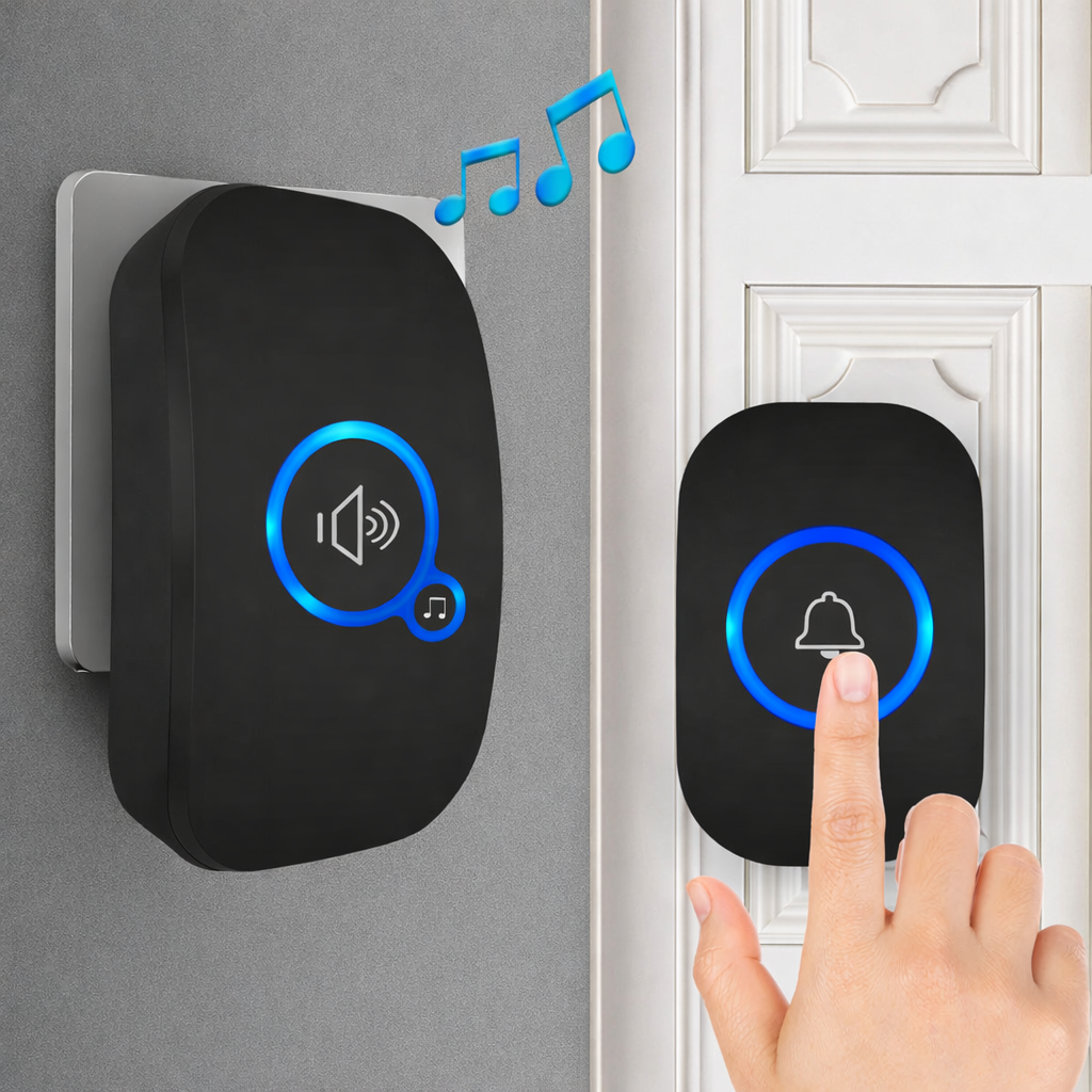 Sonnette sans fil Longue Portée Exterieur Étanche Electronique avec Récepteur Enfichable