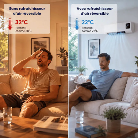 Air'PRO | Rafraîchisseur d'Air Réversible 2-en-1 | Frais l'Été, Chaud l'Hiver