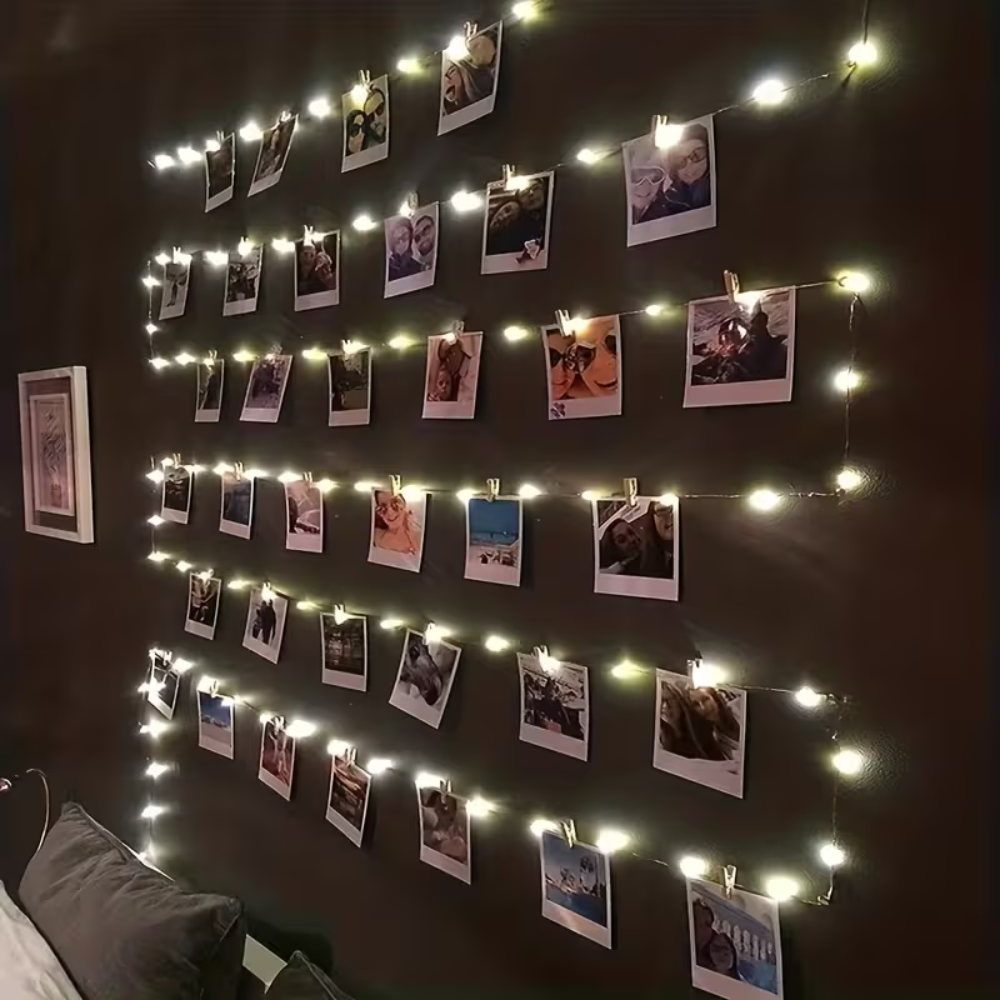 Bande lumineuse cuivre avec pinces à photos