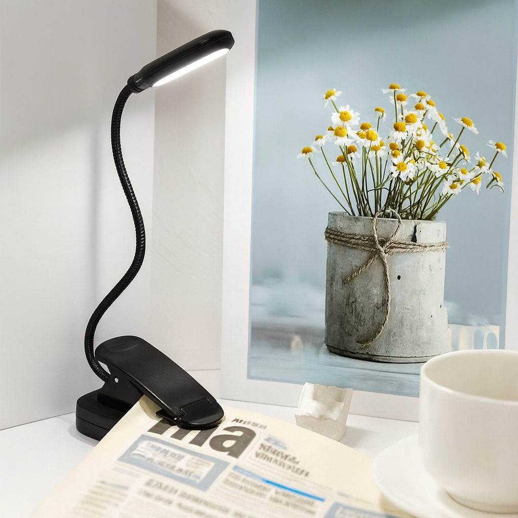 Luméo | Lampe de lecture à clips LED réglable pour livre, bureau et chevet