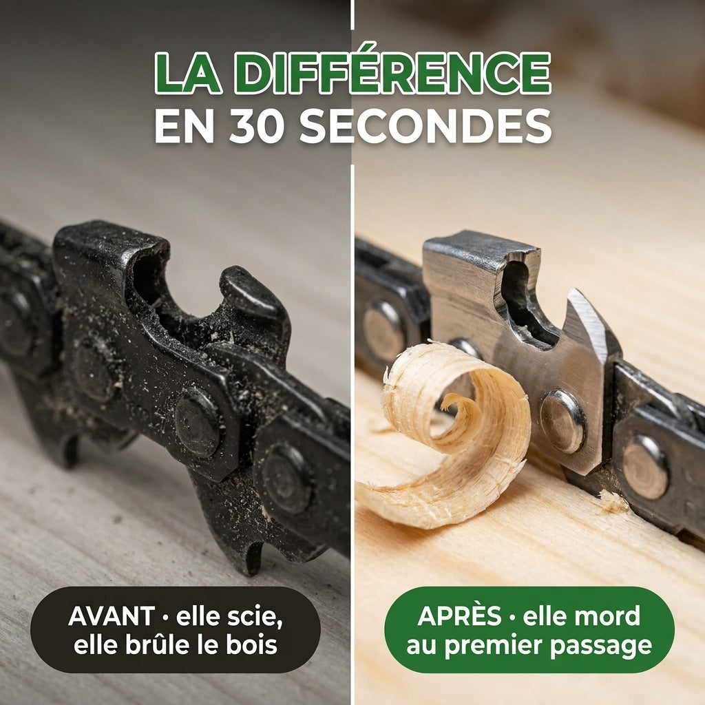 Affût’PRO Affûteur de Tronçonneuse Ultra-Rapide – Précision Instantanée pour Coupe Efficace
