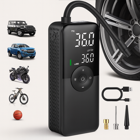 Air'Pro - Gonfleur pneus portable voiture moto vélo – Compresseur d’air électrique