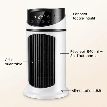 AirFrost PRO | Rafraîchisseur d'Air Silencieux 8h d'Autonomie