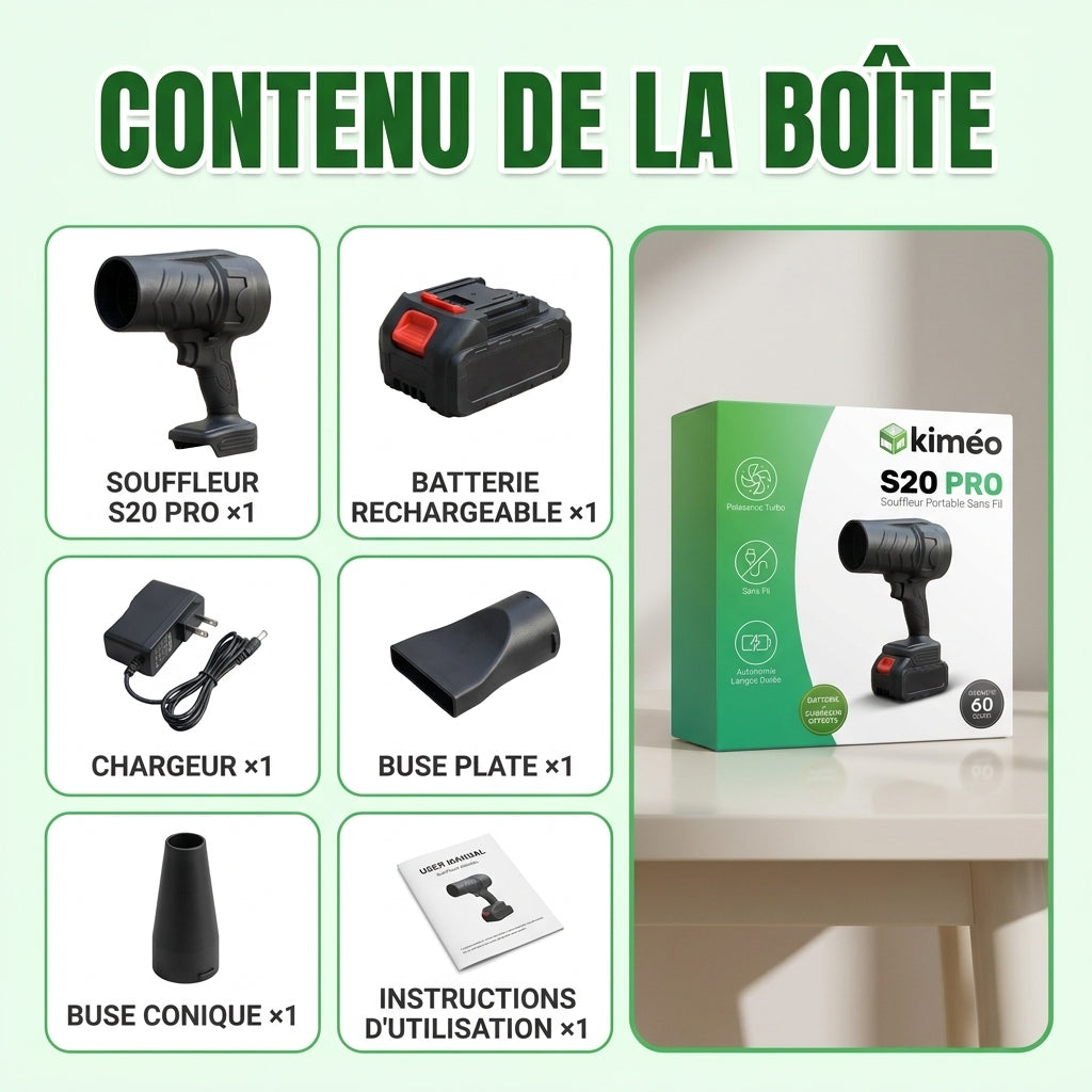 S20 Pro | Souffleur Portable Sans Fil | Air Turbo pour Nettoyage