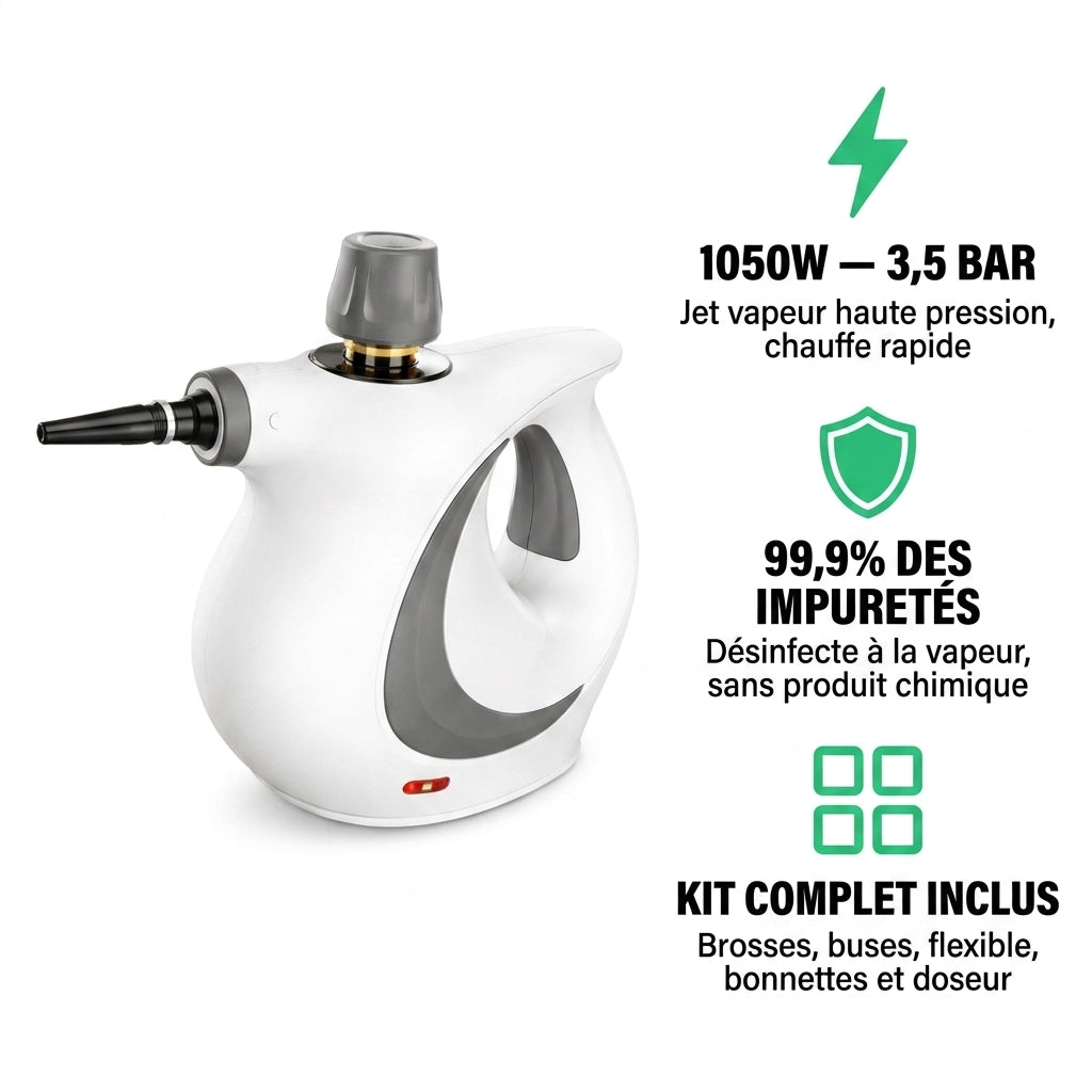 VaporMax | Nettoyeur à Vapeur Électrique Haute Pression | Multi-Usages Sans Produits Chimiques