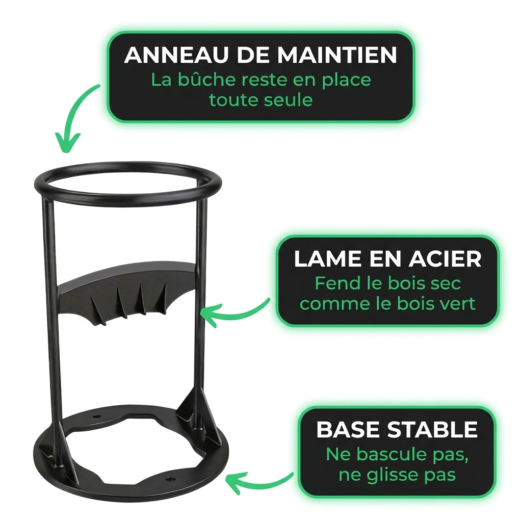Fendeuse à bûches manuelle en acier au manganèse – Fendeur de bois robuste et sécuritaire pour chauffage