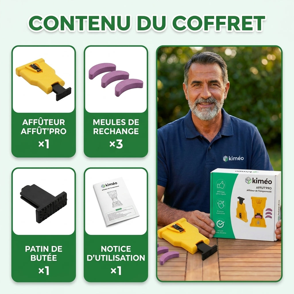 Affût’PRO Affûteur de Tronçonneuse Ultra-Rapide – Précision Instantanée pour Coupe Efficace