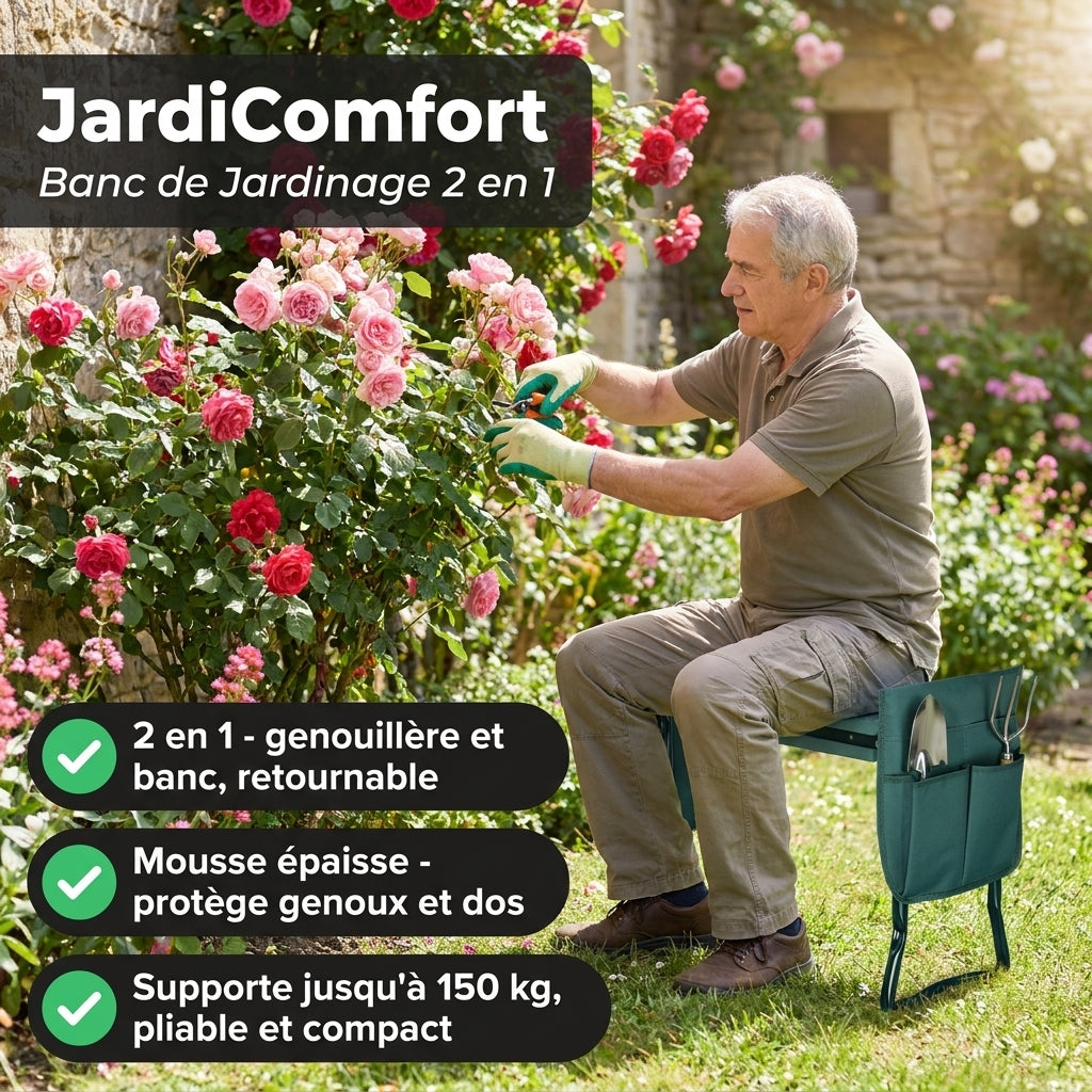 JardiComfort™ | Banc de Jardinage | Travaillez Sans Douleur et Profitez Sans Effort