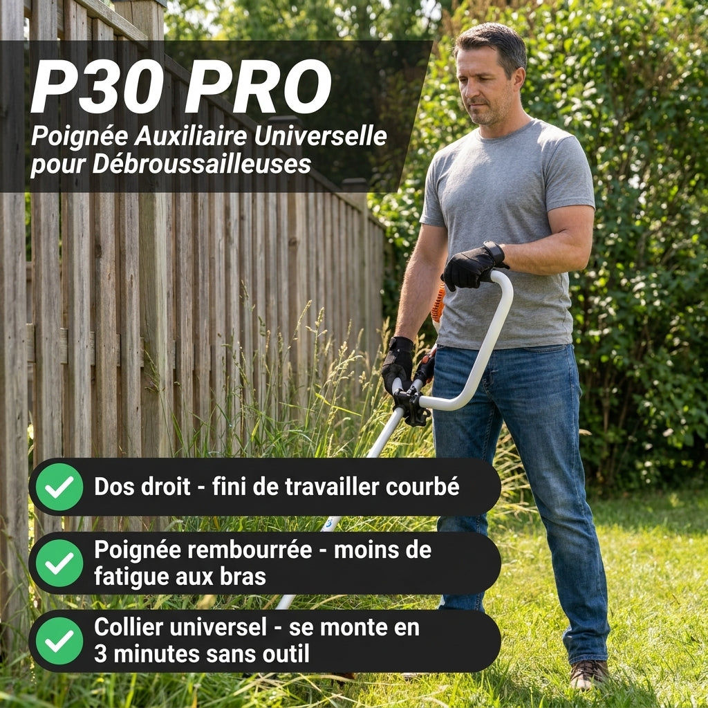 P30 PRO Poignée Ajustable pour Débroussailleuse – Confort et Contrôle Améliorés pour Jardinage