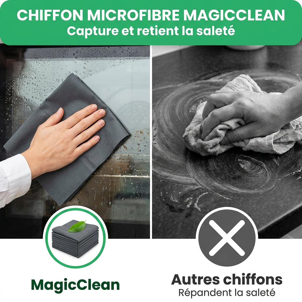 MagicClean | Chiffon microfibre ultra-absorbant | Anti-traces et anti-calcaire