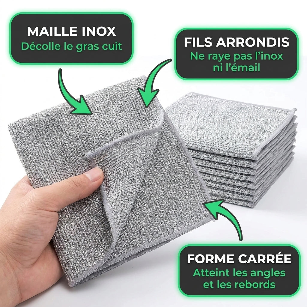 Cleaninox | Chiffons récurants inox puissants et sans rayures | Cadeau