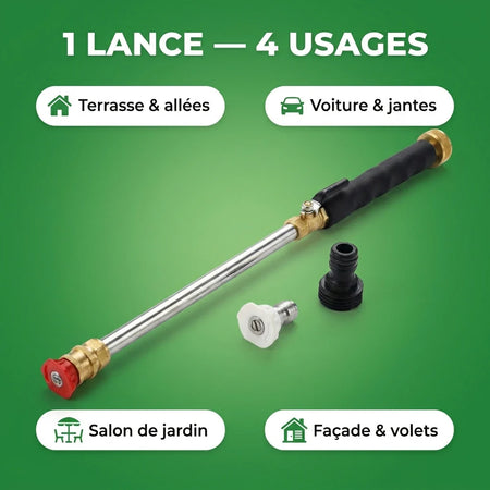 HydroPro | Lance Nettoyeur Haute Pression pour Tuyau d’Arrosage | Pistolet Haute Pression Voiture & Jardin Multifonction
