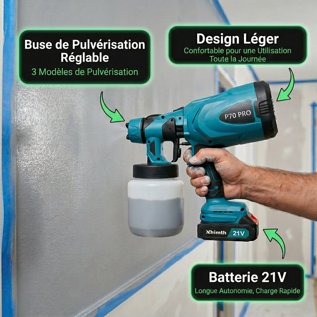 P70 PRO | Pistolet de Peinture Professionnel à Batterie | Élu produit de l'année